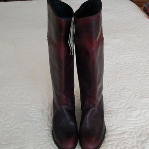 Frye Jet Riding Plum Leather Riding Boots